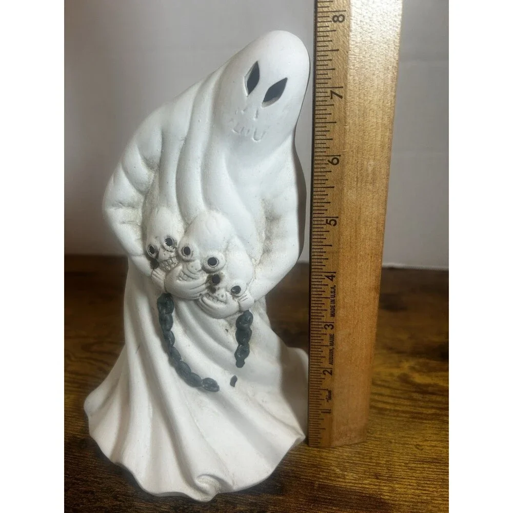 Dalton Halloween Ghost Skeleton Candle Holder Vintage Spooky Ceramic Decor